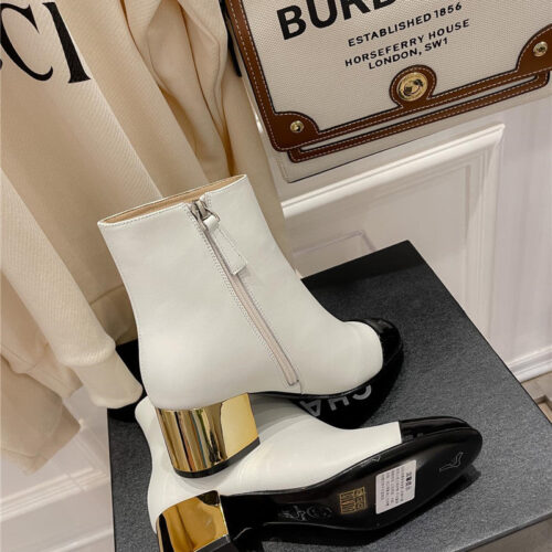 High Quality Luxury Chanel Metal Heel Top Ankle Boots – Style 77382 product detail