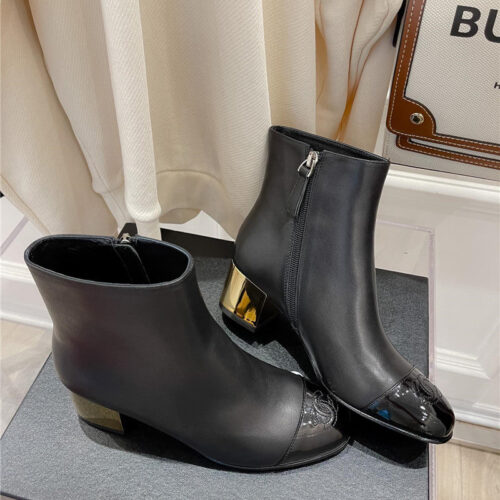 High Quality Luxury Chanel Metal Heel Top Ankle Boots alternate view