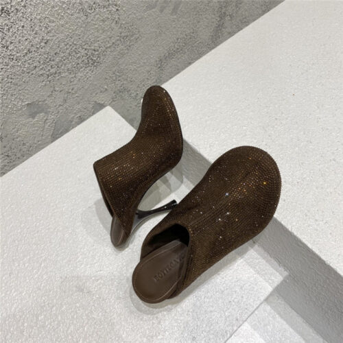 High Quality Luxury Bottega Veneta Full Rhinestone High Heel Ankle Boots – Style 44582 product detail