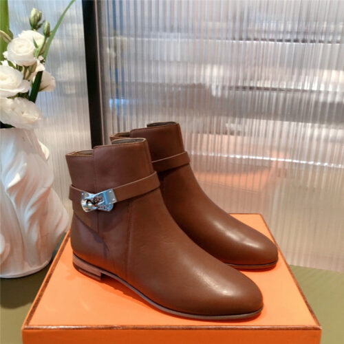 High Quality Luxury Hermes Kelly Buckle Ankle Boots – Style 09379