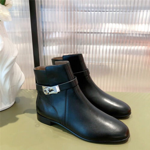 High Quality Luxury Hermes Kelly Buckle Ankle Boots alternate view