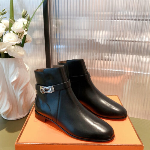 High Quality Luxury Hermes Kelly Buckle Ankle Boots