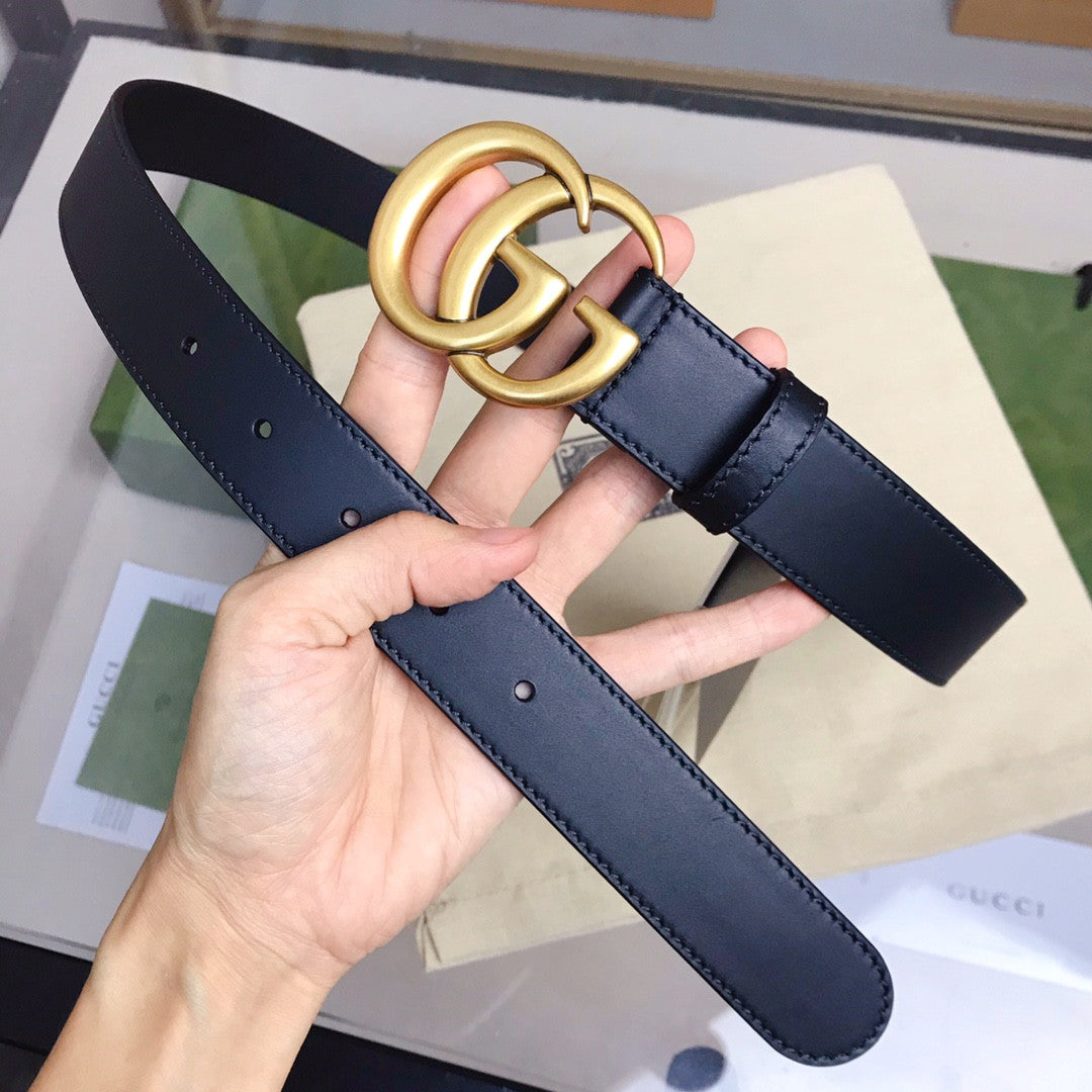 High Quality Luxury Gucci Leather Belt With Double G Buckle product detail