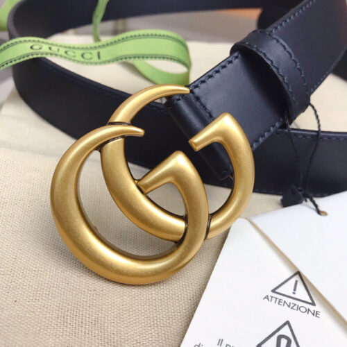 High Quality Luxury Gucci Leather Belt With Double G Buckle product detail
