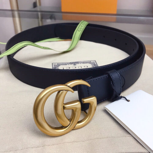 High Quality Luxury Gucci Leather Belt With Double G Buckle product detail
