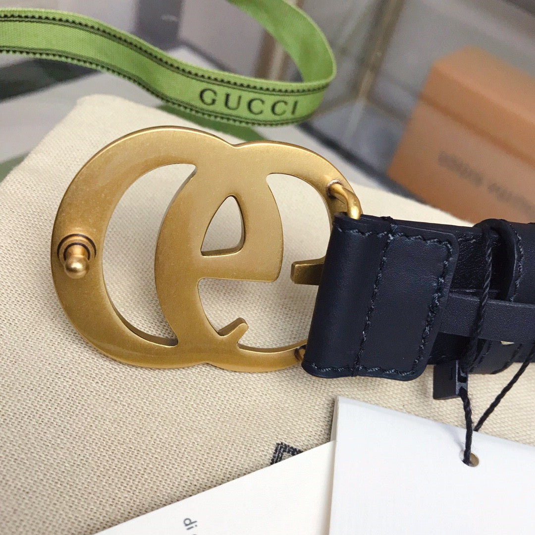 High Quality Luxury Gucci Leather Belt With Double G Buckle product detail