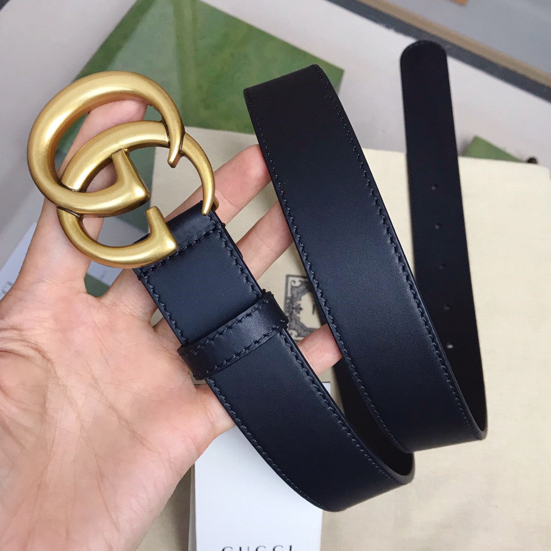 High Quality Luxury Gucci Leather Belt With Double G Buckle product detail