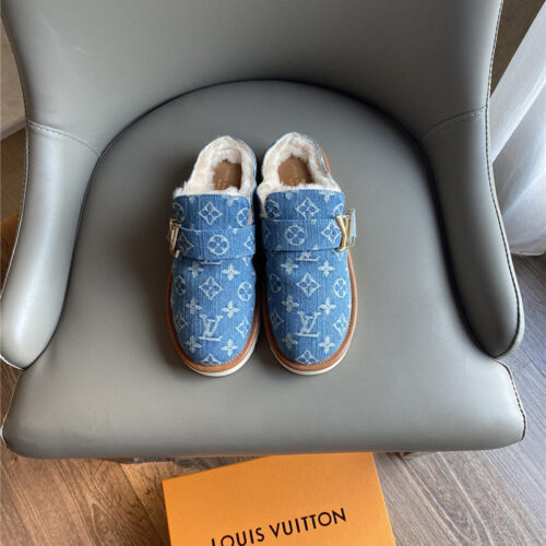 High Quality Luxury Louis Vuitton Denim Wool Slippers product detail