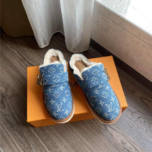 High Quality Luxury Louis Vuitton Denim Wool Slippers product detail