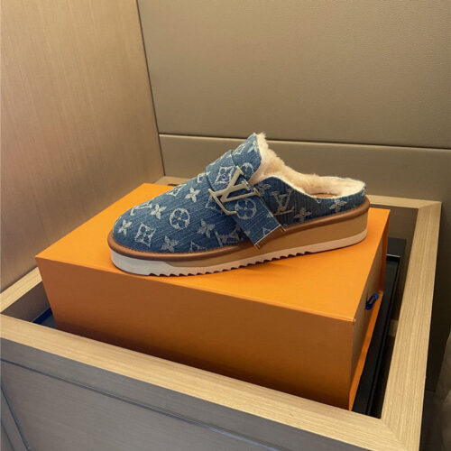High Quality Luxury Louis Vuitton Denim Wool Slippers product detail