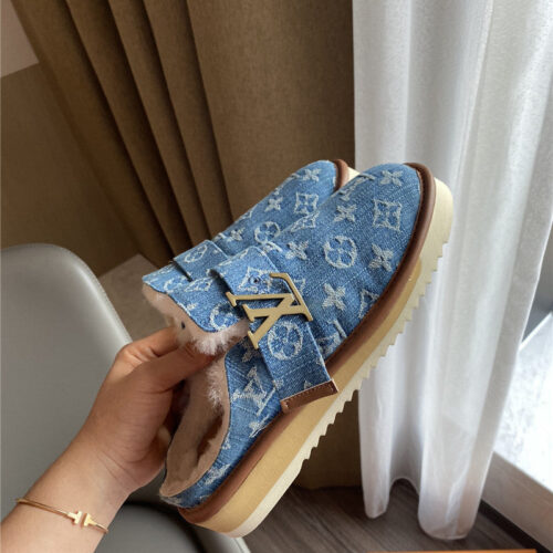 High Quality Luxury Louis Vuitton Denim Wool Slippers product detail