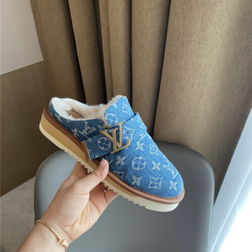 High Quality Luxury Louis Vuitton Denim Wool Slippers product detail