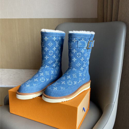 High Quality Luxury Louis Vuitton Denim Snow Long Boots