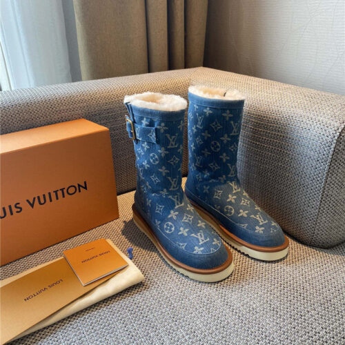 High Quality Luxury Louis Vuitton Denim Snow Long Boots alternate view