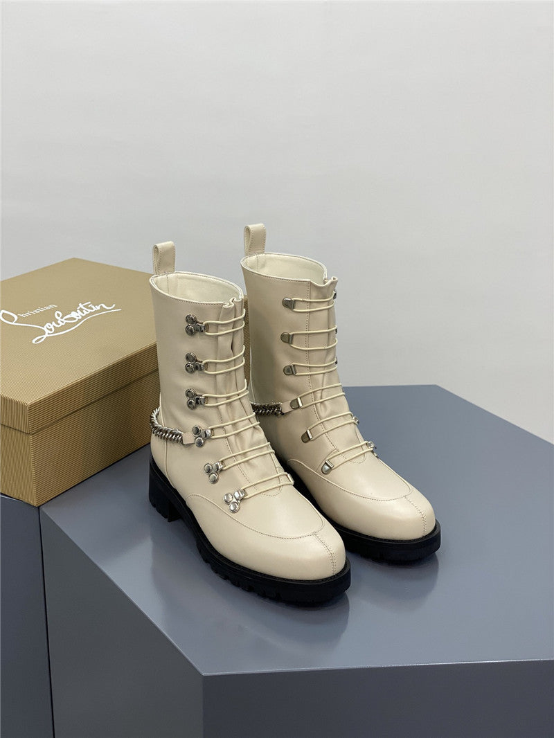 High Quality Luxury Christian Louboutin Chain Ankle Boots Red Sole Boots