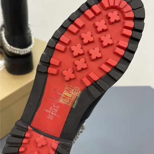 High Quality Luxury Christian Louboutin Chain Ankle Boots Red Sole Boots – Style 09076 product detail
