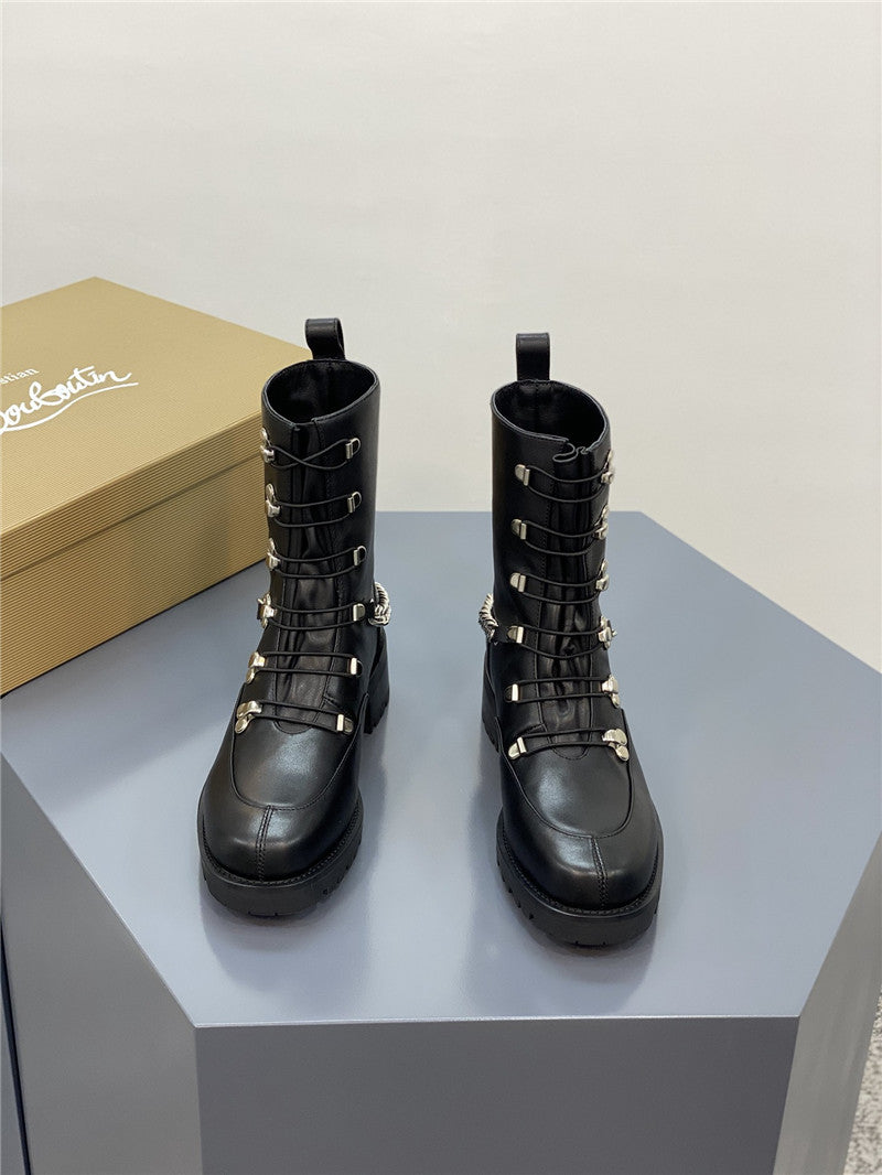 High Quality Luxury Christian Louboutin Chain Ankle Boots Red Sole Boots – Style 09076 product detail