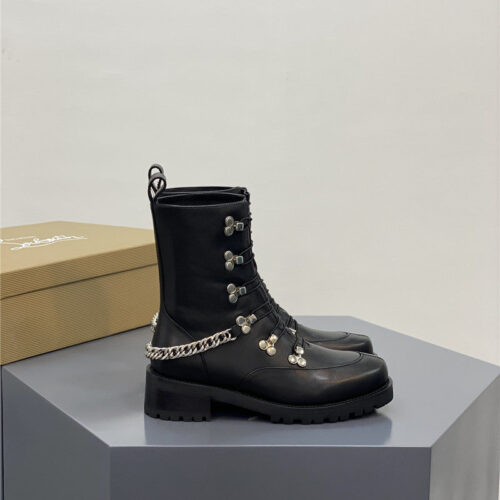 High Quality Luxury Christian Louboutin Chain Ankle Boots Red Sole Boots – Style 09076 product detail