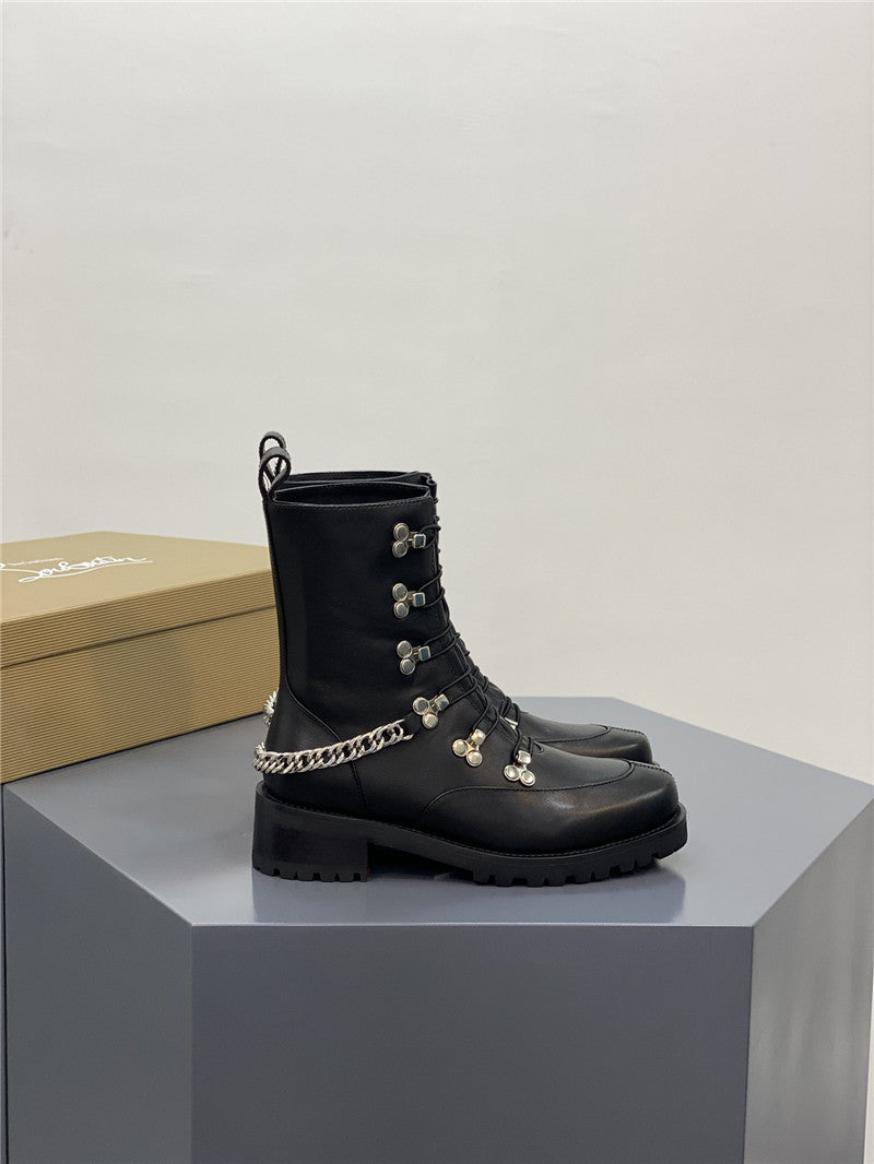 High Quality Luxury Christian Louboutin Chain Ankle Boots Red Sole Boots – Style 09076 product detail