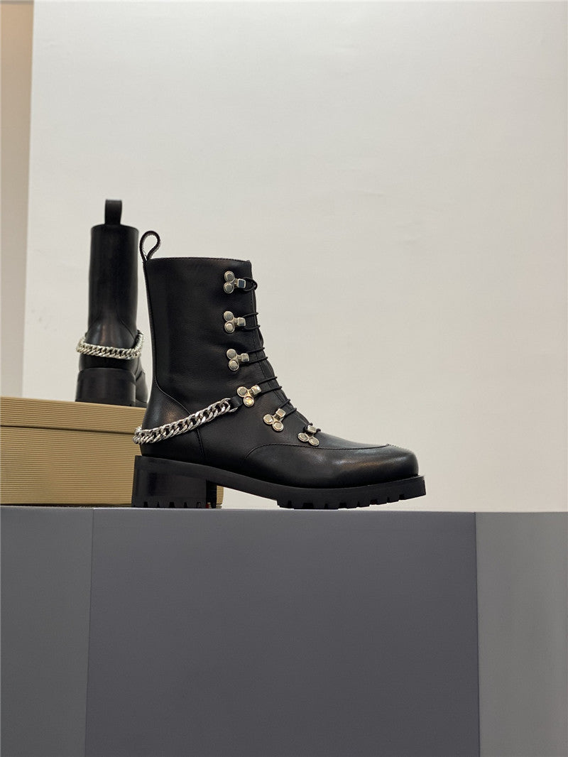 High Quality Luxury Christian Louboutin Chain Ankle Boots Red Sole Boots – Style 09076 product detail