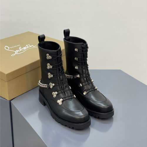 High Quality Luxury Christian Louboutin Chain Ankle Boots Red Sole Boots – Style 09076