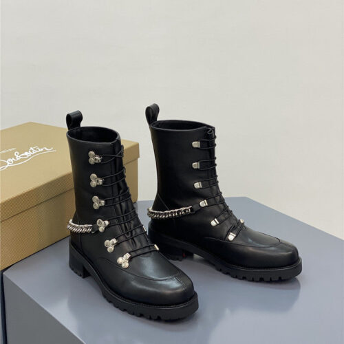 High Quality Luxury Christian Louboutin Chain Ankle Boots Red Sole Boots – Style 09076 product detail