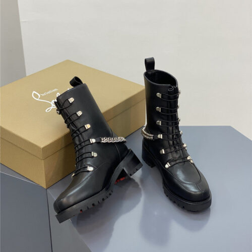 High Quality Luxury Christian Louboutin Chain Ankle Boots Red Sole Boots – Style 09076 product detail