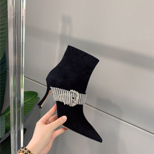 High Quality Luxury Jimmy Choo Rhinestone High-Heeled Boots product detail