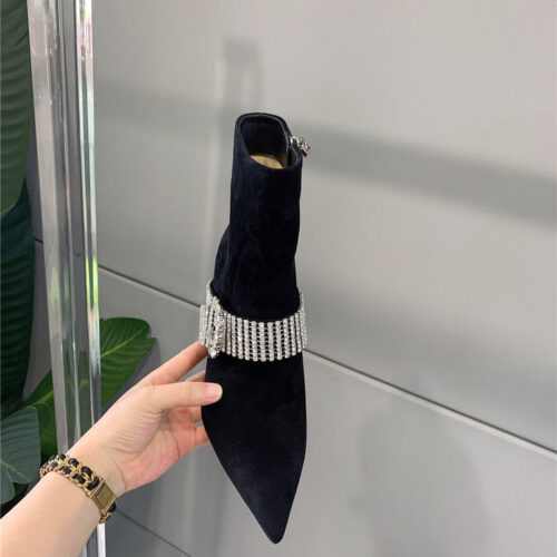 High Quality Luxury Jimmy Choo Rhinestone High-Heeled Boots product detail