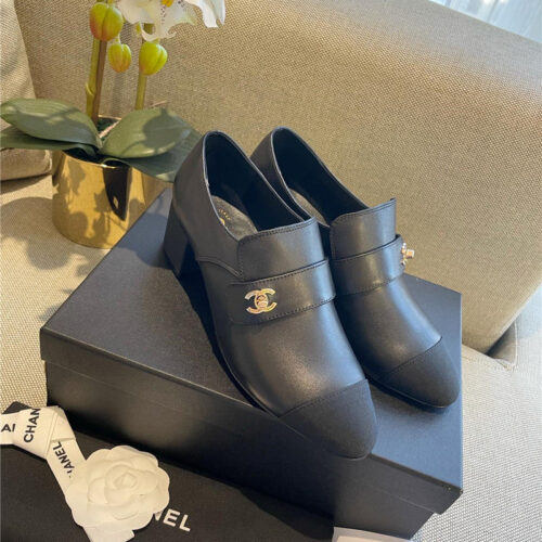 High Quality Luxury Chanel Chunky Heel Shoes – Style 72742