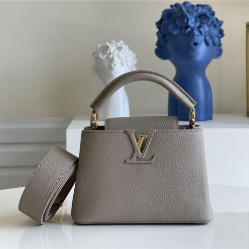 High Quality Luxury Louis Vuitton Capucines Mini Bag Grey