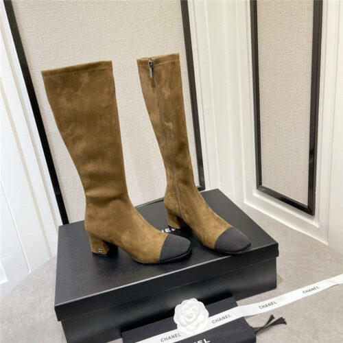 High Quality Luxury Chanel Thick Heel Stretch Long Boots