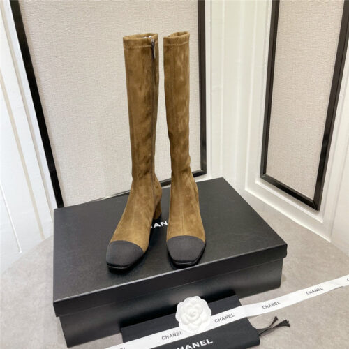 High Quality Luxury Chanel Thick Heel Stretch Long Boots alternate view