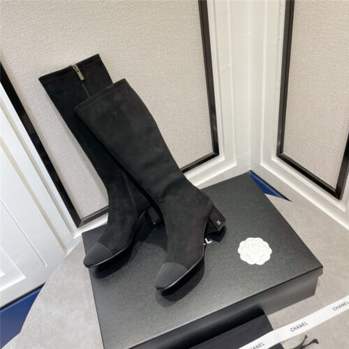 High Quality Luxury Chanel Thick Heel Stretch Long Boots – Style 58502 alternate view