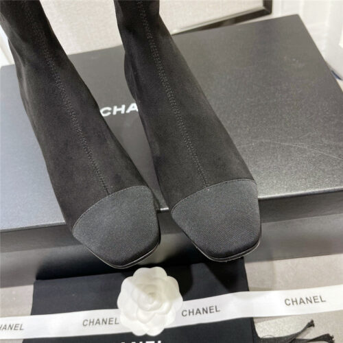 High Quality Luxury Chanel Thick Heel Stretch Long Boots – Style 58502 product detail