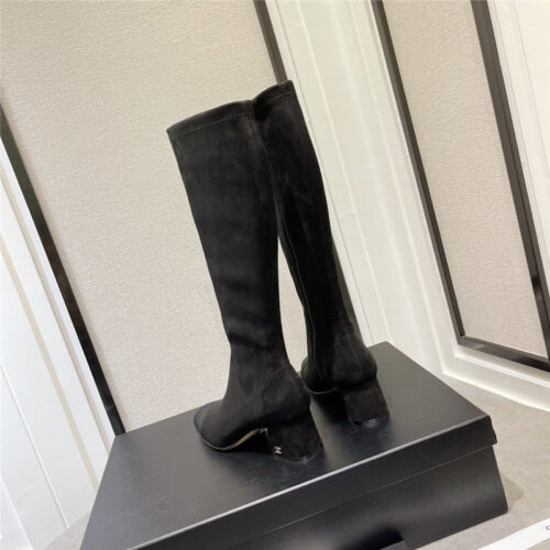 High Quality Luxury Chanel Thick Heel Stretch Long Boots – Style 58502 product detail