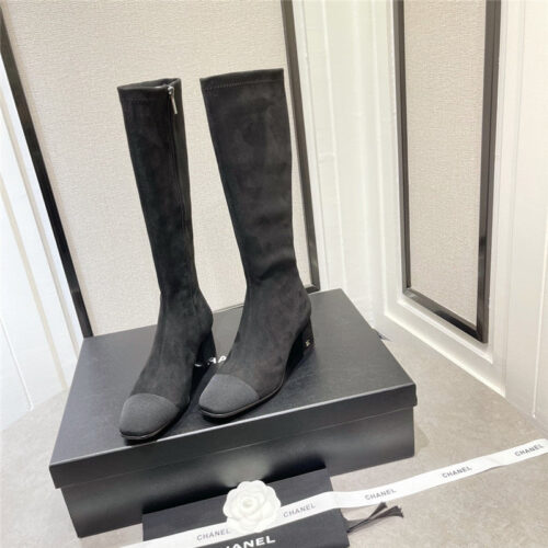 High Quality Luxury Chanel Thick Heel Stretch Long Boots – Style 58502