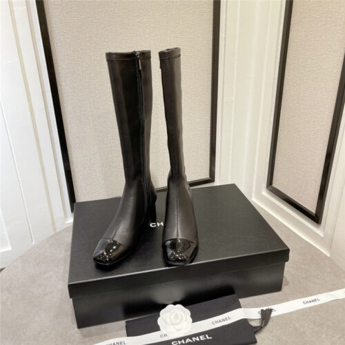 High Quality Luxury Chanel Thick Heel Stretch Long Boots – Style 81094 alternate view
