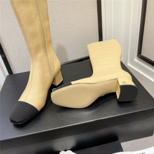High Quality Luxury Chanel Thick Heel Stretch Long Boots – Style 77702 alternate view