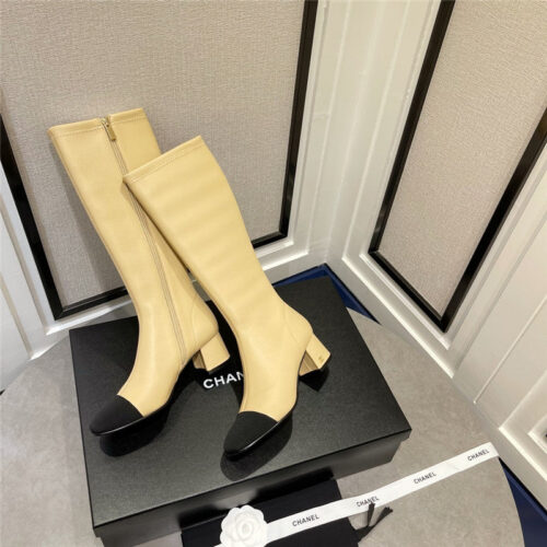 High Quality Luxury Chanel Thick Heel Stretch Long Boots – Style 77702 product detail