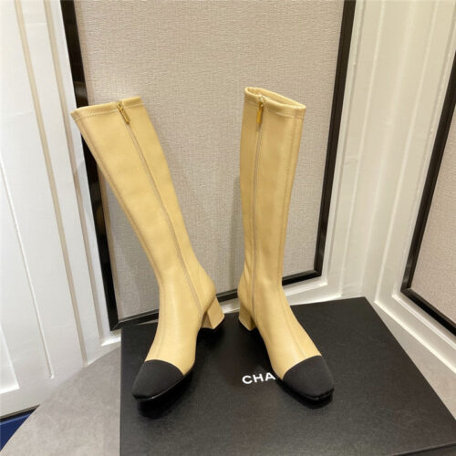 High Quality Luxury Chanel Thick Heel Stretch Long Boots – Style 77702