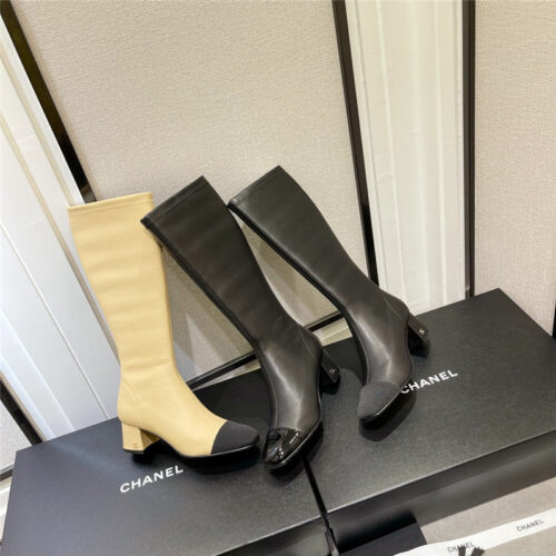 High Quality Luxury Chanel Thick Heel Stretch Long Boots – Style 77702 product detail