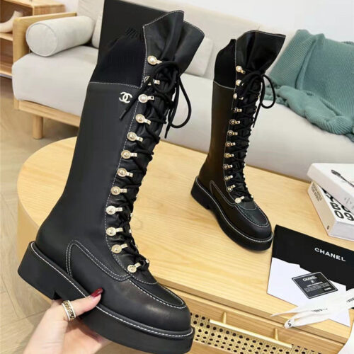 High Quality Luxury Chanel Coco Long Boots – Style 65094 alternate view
