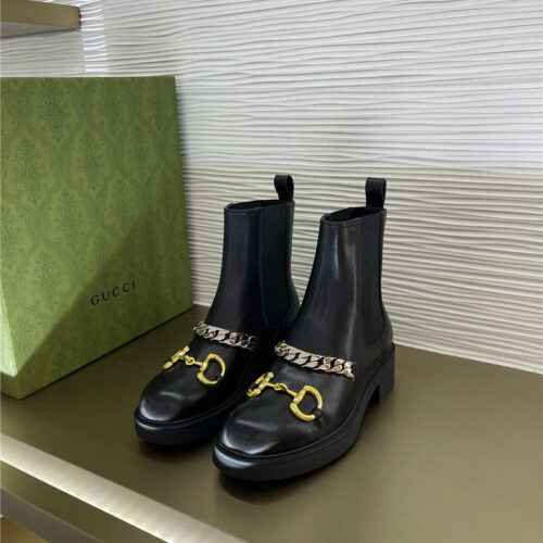 High Quality Luxury Gucci New Horse Buckle Ankle Boots alternate view