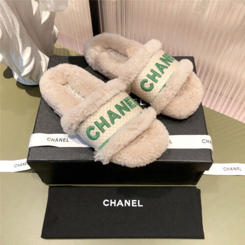 High Quality Luxury Chanel Lamb Wool Slippers