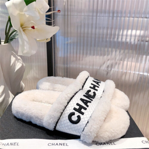 High Quality Luxury Chanel Lamb Wool Slippers – Style 56870 alternate view