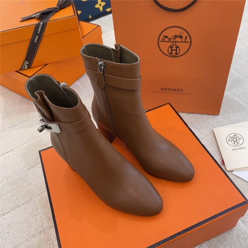 High Quality Luxury Hermes Kelly High Heel Ankle Boots product detail