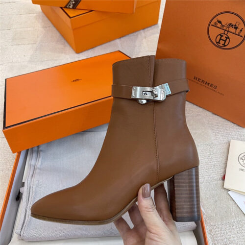 High Quality Luxury Hermes Kelly High Heel Ankle Boots product detail