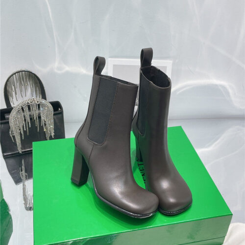 High Quality Luxury Bottega Veneta Thick Heel Round Toe Ankle Boots