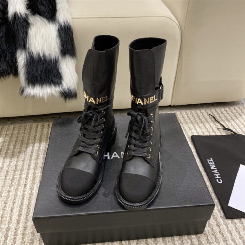 High Quality Luxury Chanel Metal Letter Logo Ankle Boots alternate view
